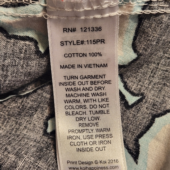 Koi Blue Black Belted Cotton Style 115PR Large - Picture 8 of 9